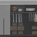 Modern Wardrobe Interior With Clothing Racks Drawers Storage Boxes And Lighting