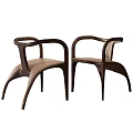 Modern Leisure Chair With Wooden Frame Curved Armrests Leather Seat And Unique Leg Design
