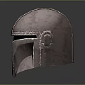 Pink And Silver Textured Scifi Helmet With Black Visor And Armored Sides