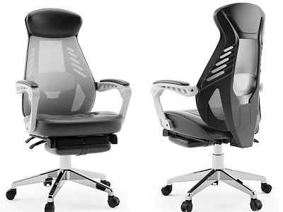 Modern Office Chair With Mesh Back Gray And Black Design Silver Base Armrests 3d model