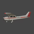 Small White Airplane With Red And Green Wing Markers On Gray Background