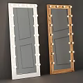 Elegant Decorative Mirrors With White And Wooden Frames Surrounding Light Bulbs 3d model