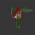 Magical Animal 3D Render With Green Body Transparent Yellow Wings And Leaf Features