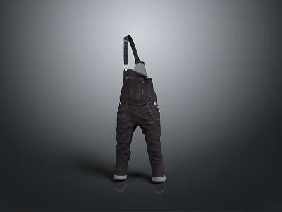 Dark Colored Overalls With Adjustable Straps Multiple Pockets And Durable Fabric For Everyday Wear 3d model