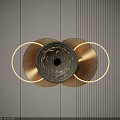 Elegant Modern Gold Circular Glowing Wall Decor With Striped Background 3d model