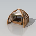 Wooden Arc Shaped Pavilion With Interior Seating And Open Design Structure 3d model