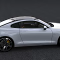 White Luxury Coupe Car With Sleek Lines Sunroof Sporty Wheels And Orange Interior