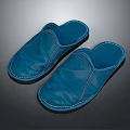 Blue Leather Slippers with Stitched Detailing and Comfortable Sole for Daily Wear