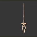 Shiny Metal Trident Weapon Design With Ornamental Head And Long Handle