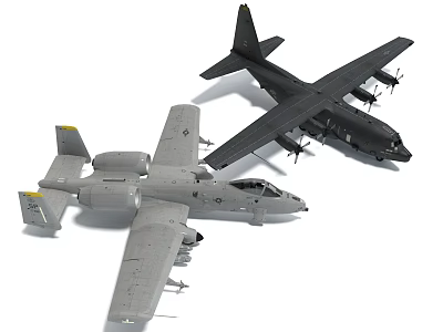 Detailed Military Fighter Jet And Transport Aircraft Scale Models 3d model