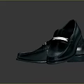 Black Leather Loafers With Shiny Surface And Metal Buckle For Formal Wear