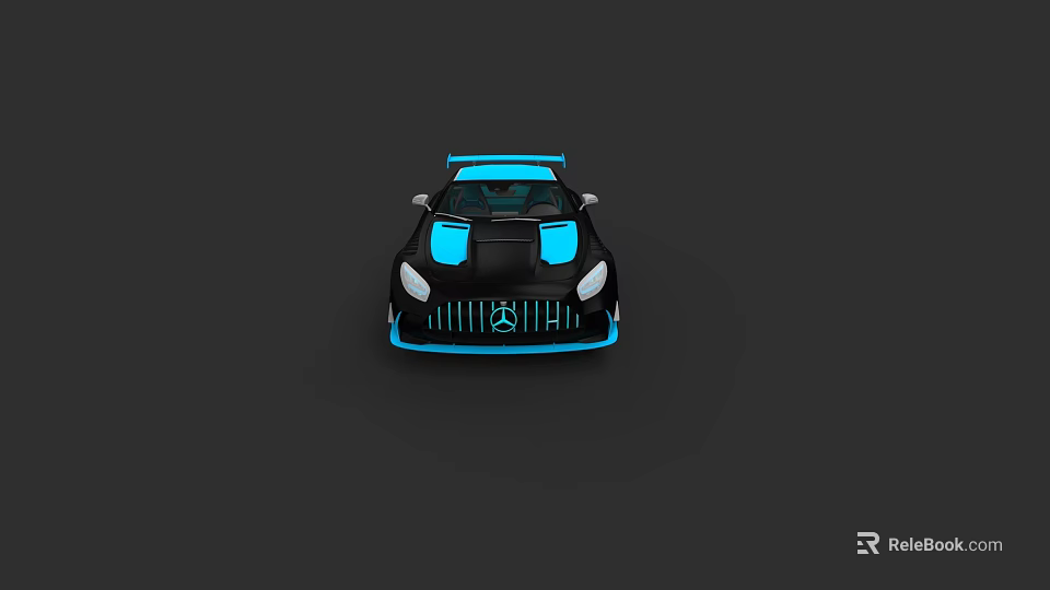 Sleek Black Mercedes Sports Car With Blue Accents And Modern Design 3d model 
