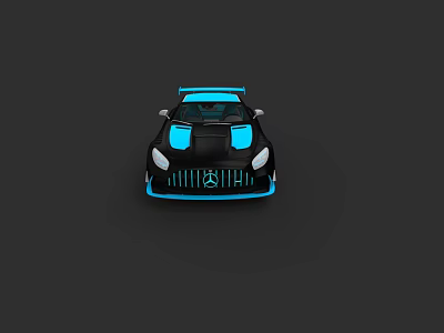 Sleek Black Mercedes Sports Car With Blue Accents And Modern Design 3d model