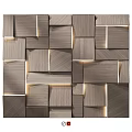 Gray Square Wooden Wall Panels With Lighting For Interior Decorative Design 3d model