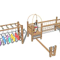 Wooden Outdoor Playground Equipment With Climbing Net Ring Swings And Activity Platforms