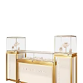 Luxury Jewelry Display Shelves With Golden Frames Glass Showcases And Mannequins
