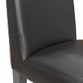 Black Leather Stool With Backrest And Wooden Legs Featuring Stitched Details