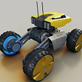 Yellow Explorer Utility Vehicle With Solar Panel Large Wheels And Blue Accents