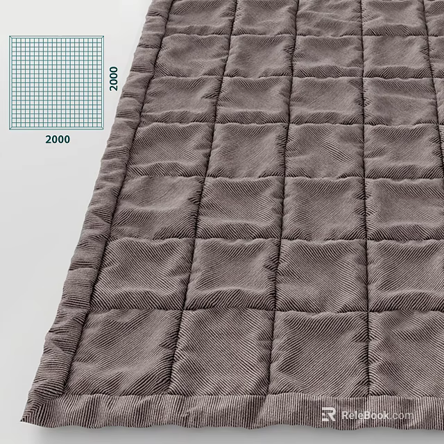 Square Brown Textured Diamond Pattern Rug 2000x2000 Size for Living Room 3d model 