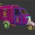 Vibrant Pink Tricycle Food Cart With Logo And Website On Exterior Design
