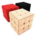 Colorful Tufted Square Sofa Stools In Black Red And Beige For Living Room