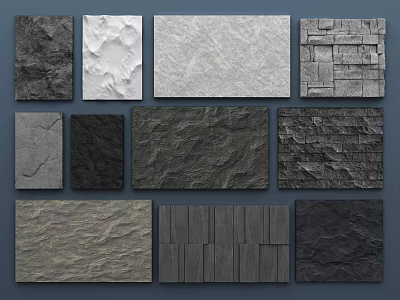 Decorative Wall Panels with Various Textured Materials for Modern Interior Design 3d model