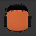 Orange Padded Seat Office Chair With Black Mesh Backrest Armrests And Swivel Base