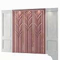 Pink Wall Interior Design With Gold Line Patterns And White Decorative Panels 3d model