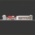Shop Character And Small Bird Near White Roof Commercial Building With Stores