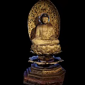 Traditional Wooden Buddha Sculpture Carving With Seated Posture And Lotus Pedestal