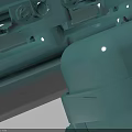 Two Green Industrial Engines with Black Fans and Round Covers on Light Background