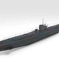Grey Submarine Warship With Railings And Conning Tower