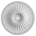 White Circular Ceiling Rosette With Radiating Lines And Ornate Border