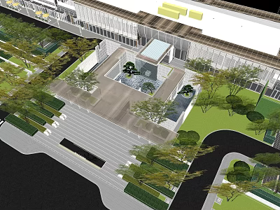 Modern Garden Landscape Design With Water Feature Greenery Pathway And Trees 3d model