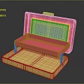 Pink And Yellow Plastic Storage Case With Open Mirror Design And Tray 3d model