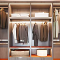 Modern Well Lit Walk-in Closet Interior Design With Hanging Garments Drawers And Shoe Storage