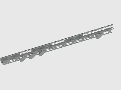 Sturdy Metal Rail With Slotted Holes And Support Brackets For Industrial Use 3d model