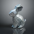 Modern Metallic Origami Rabbit Figurine With Geometric Folds And Shiny Surface Reflection