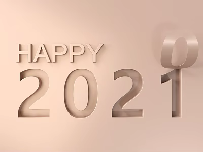 Happy 2021 Themed Decorative Ornament Set With 3D Letters And Numbers 3d model