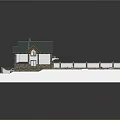 Cartoon Scene Featuring Cozy House With Green Roof Swimming Pool Stone Path Lawn And Fence