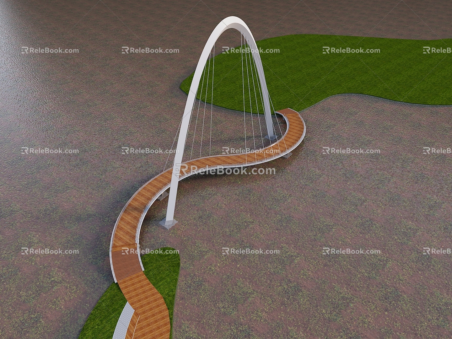 pedestrian bridge landscape bridge cable bridge net red punch point model