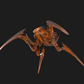 Detailed Artistic Mechanical Sculpture With Metallic Limbs And Orange Inner Structure