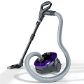 Purple And Gray Vacuum Cleaner With Long Hose Handle And Power Cord For Home Cleaning