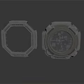Industrial Mechanical Components With Octagonal Frame Circular Grid And Textured Surface 3d model