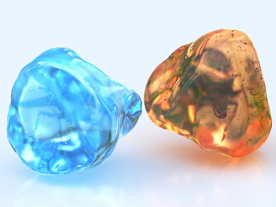 Colorful Glass Decorative Ornament Set With Blue And Orange Pieces For Home Decor 3d model