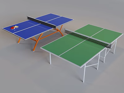Table Tennis Room Interior Featuring Blue Green Table Tennis Tables With Orange And White Frames 3d model