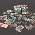 Various Denominations of Assorted Banknotes Stacked and Scattered on Dark Background