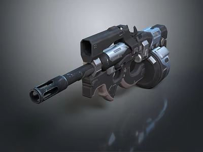 Futuristic Sci Fi Weapon With Scope Barrel Metallic Texture And Mechanical Design 3d model