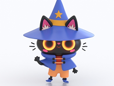 Cartoon Cat Toy Doll Magic Cat Doll Ornaments 3d model