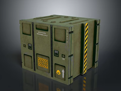 Green Daily Necessities Storage Box With Warning Stripes And Safety Signs For Home 3d model